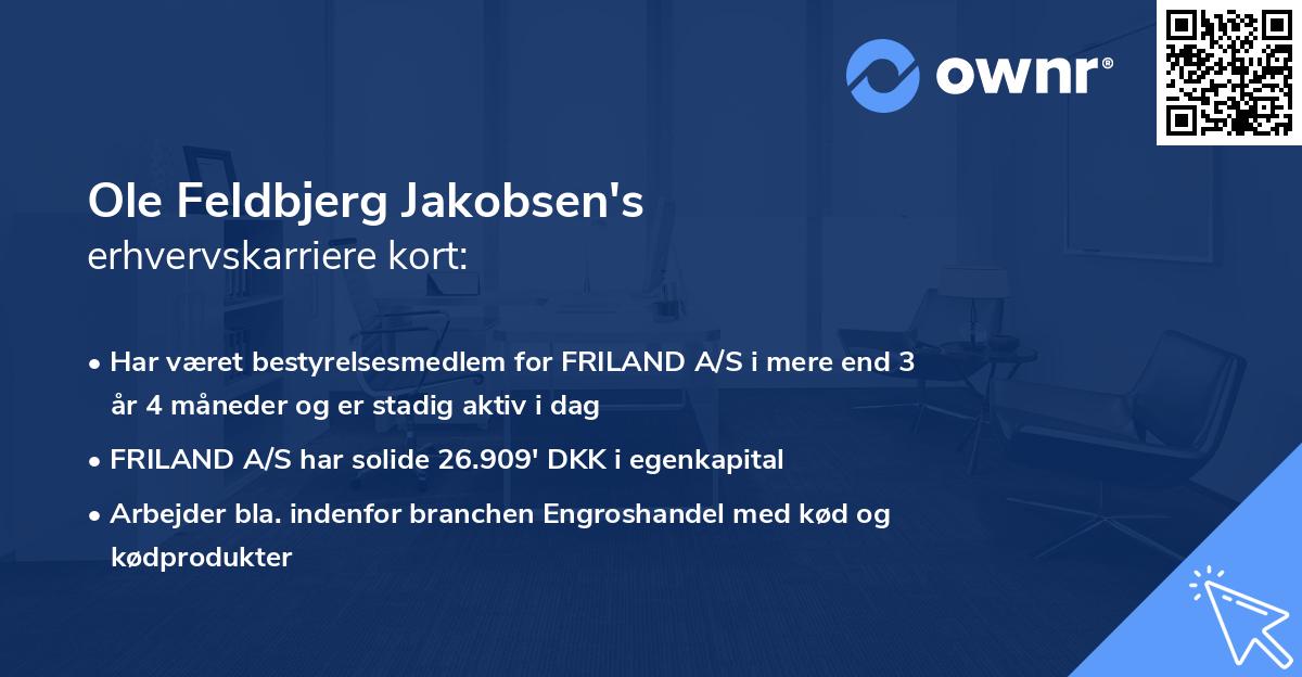 Ole Feldbjerg Jakobsen's erhvervskarriere kort