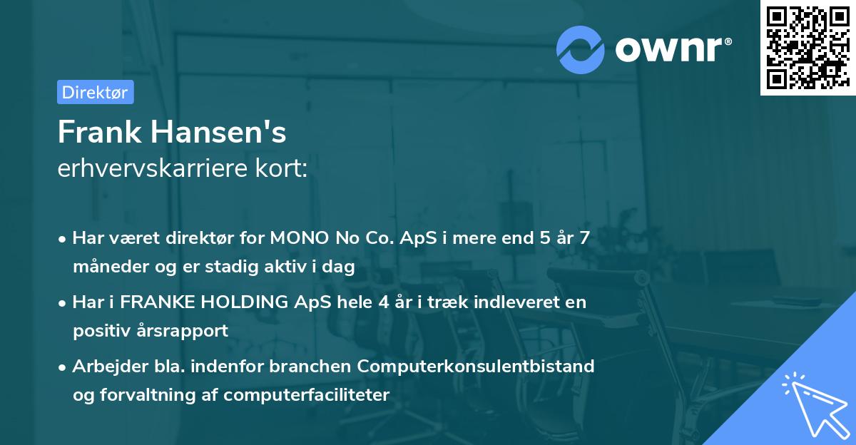 Frank Hansen's erhvervskarriere kort