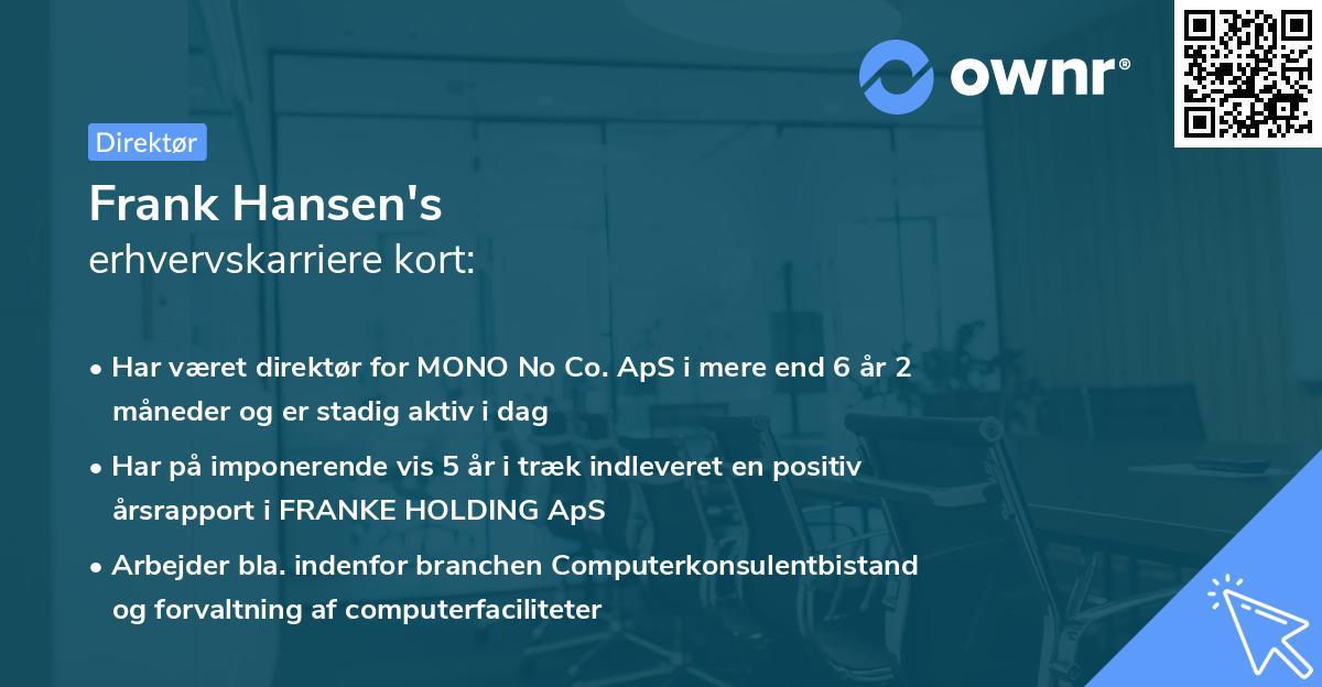 Frank Hansen's erhvervskarriere kort