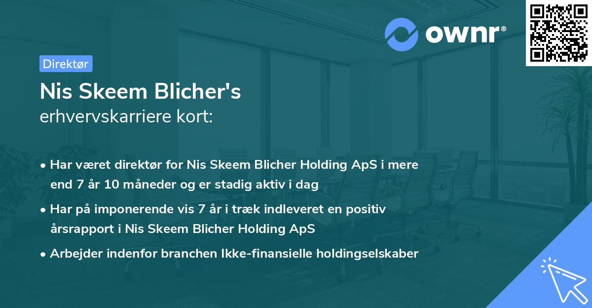 Nis Skeem Blicher's erhvervskarriere kort