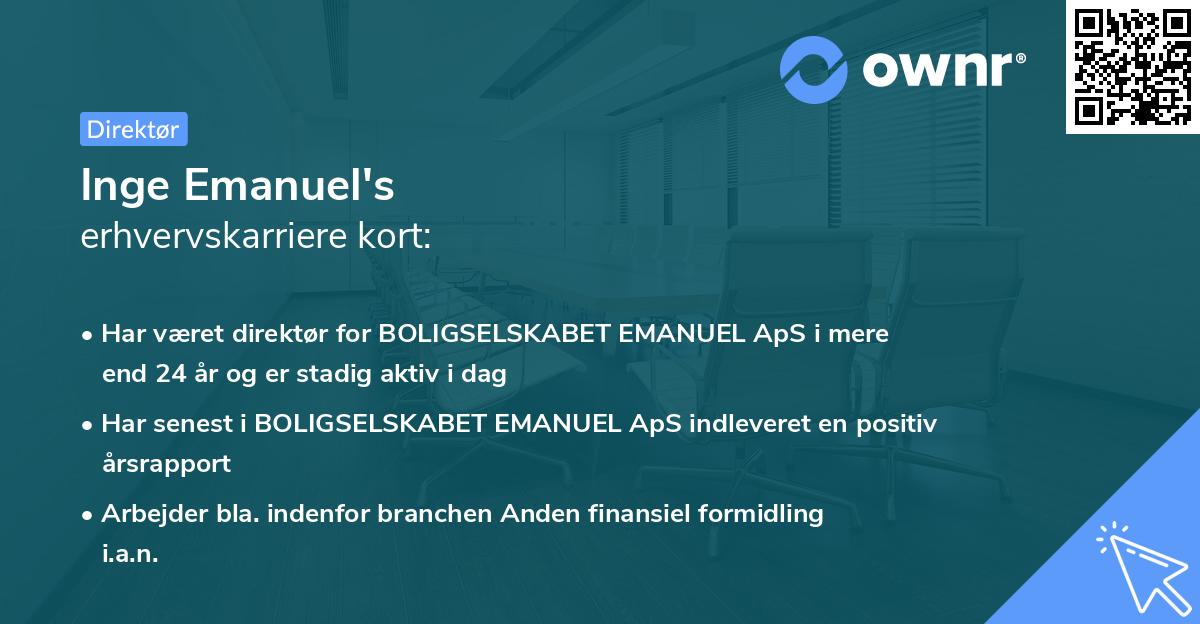 Inge Emanuel's erhvervskarriere kort