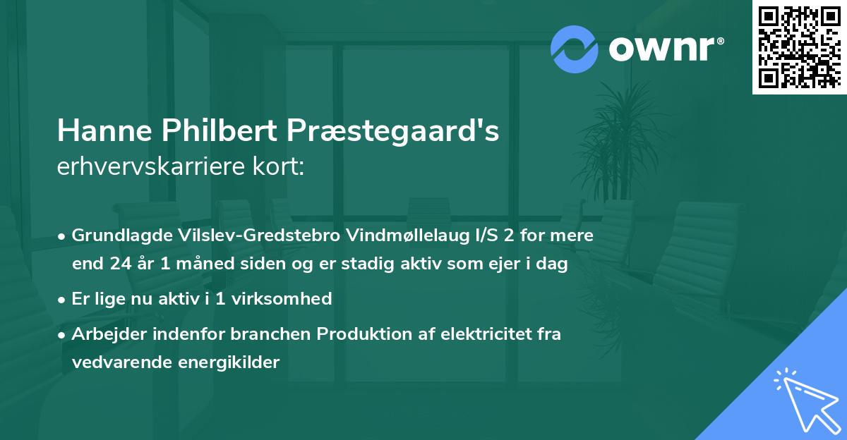 Hanne Philbert Præstegaard's erhvervskarriere kort