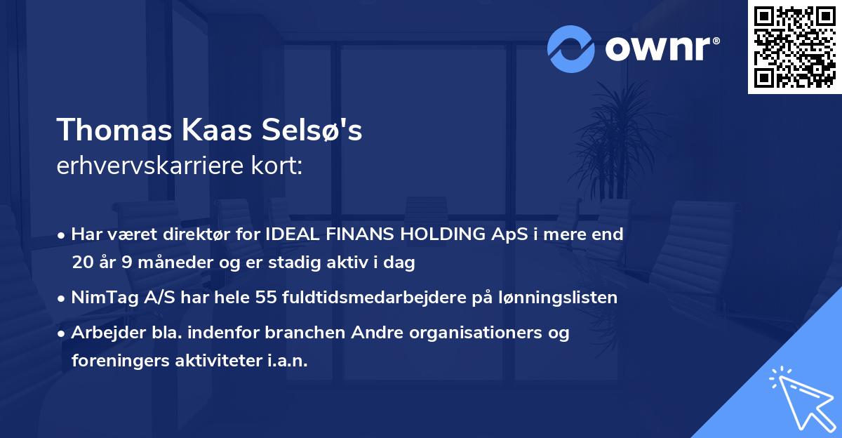 Thomas Kaas Selsø's erhvervskarriere kort