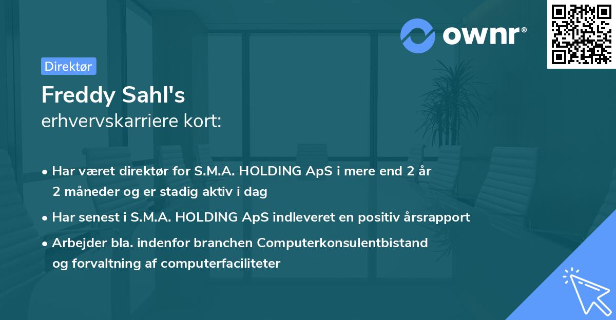 Freddy Sahl's erhvervskarriere kort