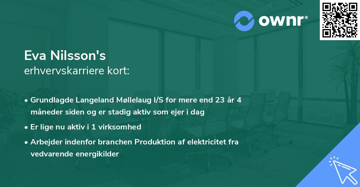 Eva Nilsson's erhvervskarriere kort