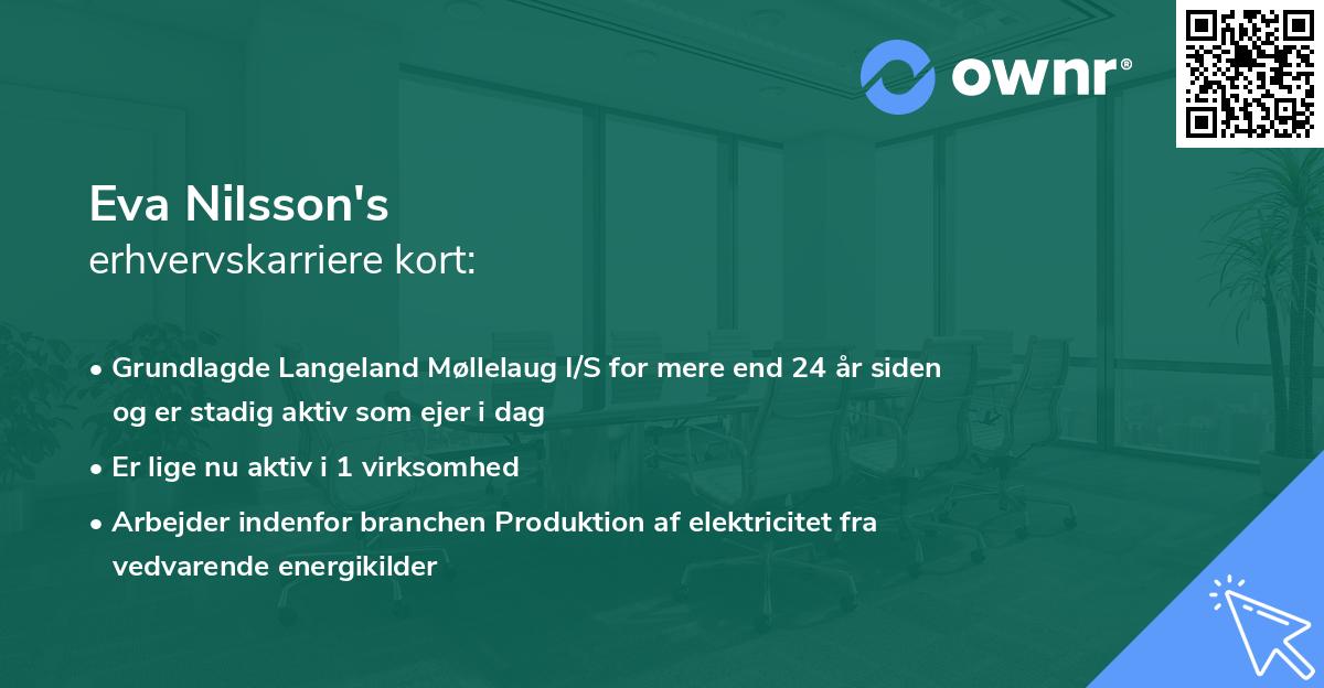 Eva Nilsson's erhvervskarriere kort