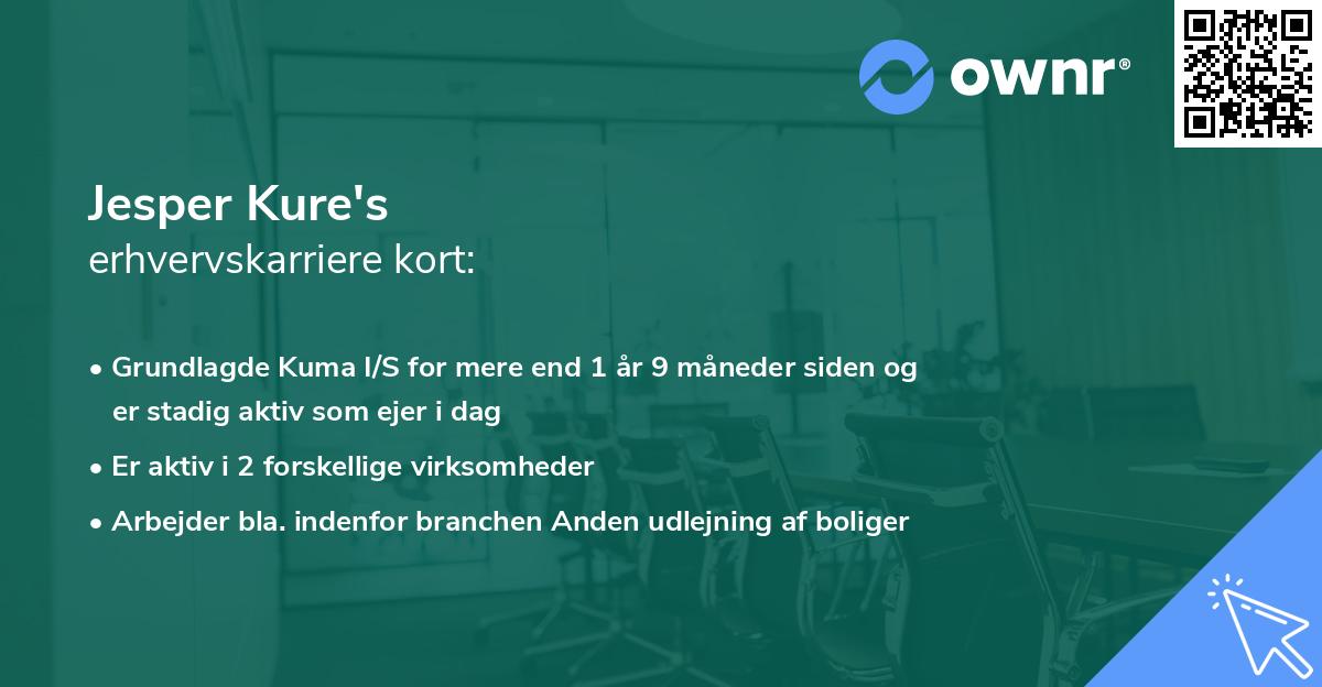 Jesper Kure's erhvervskarriere kort