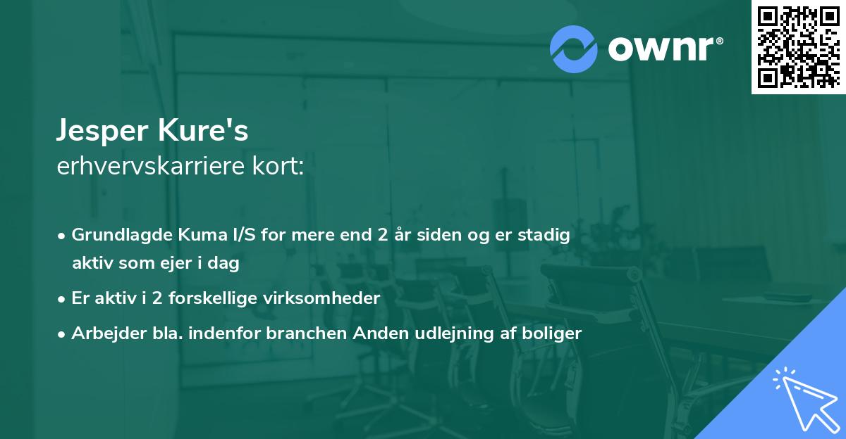 Jesper Kure's erhvervskarriere kort