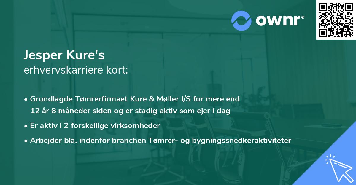 Jesper Kure's erhvervskarriere kort