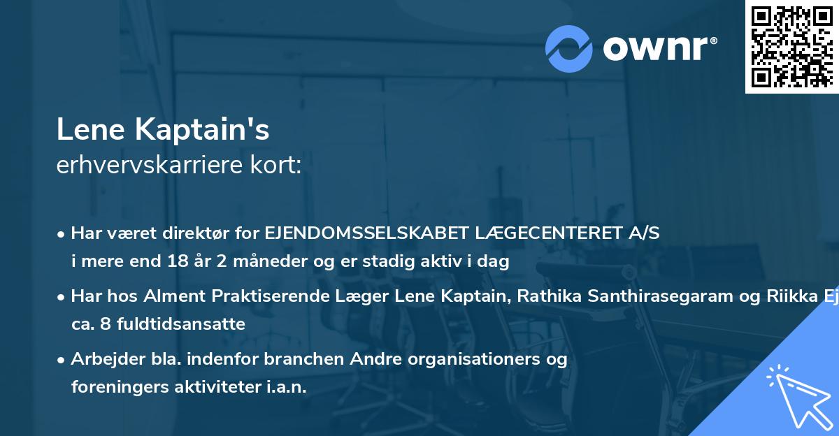 Lene Kaptain's erhvervskarriere kort