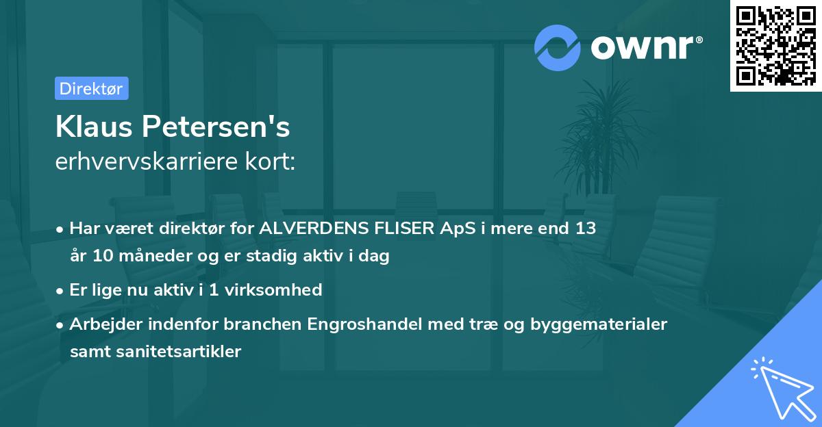 Klaus Petersen's erhvervskarriere kort