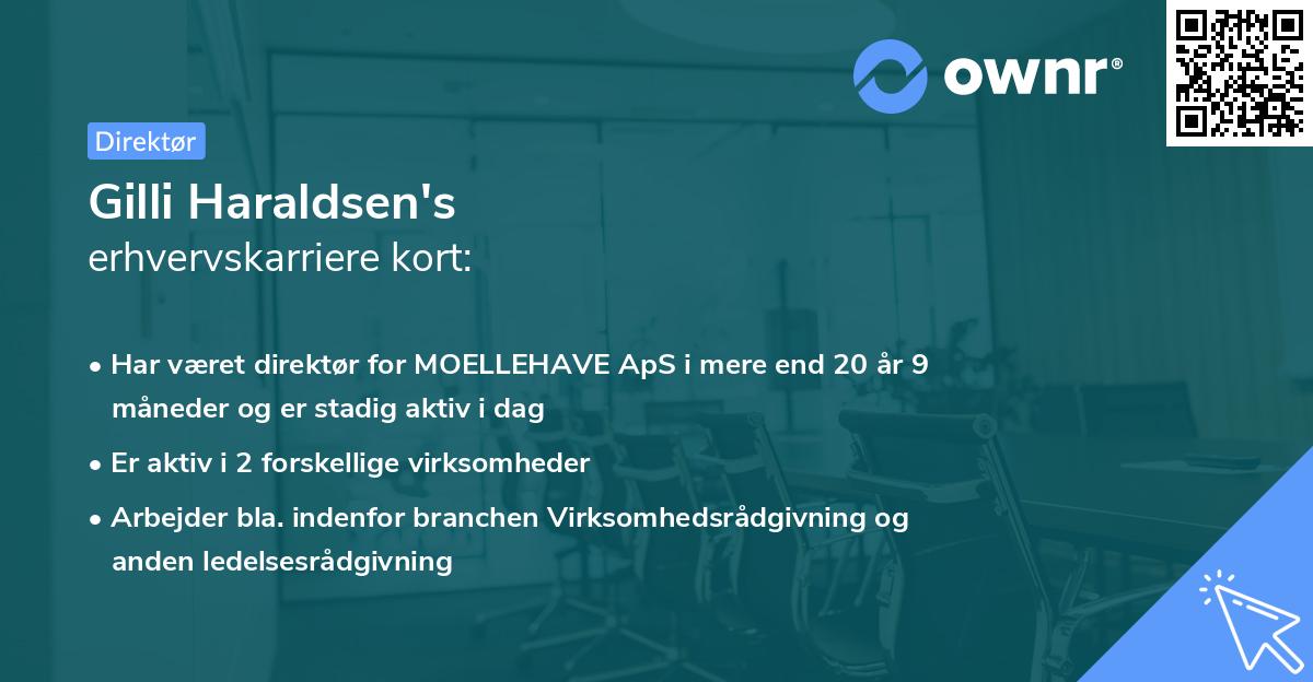 Gilli Haraldsen's erhvervskarriere kort