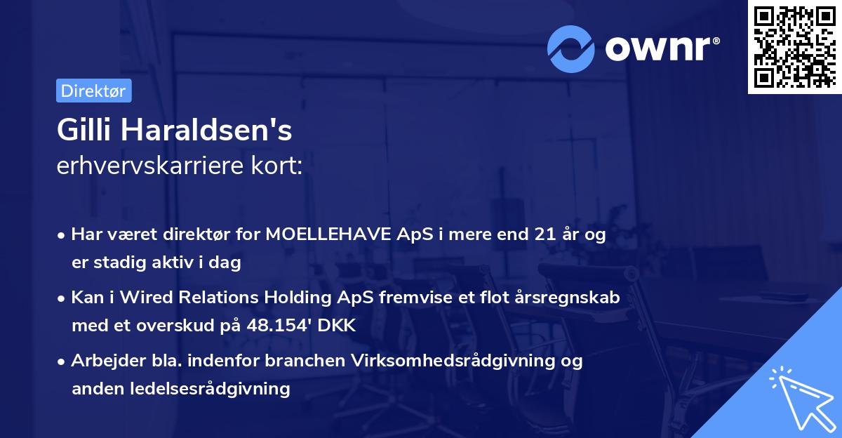 Gilli Haraldsen's erhvervskarriere kort