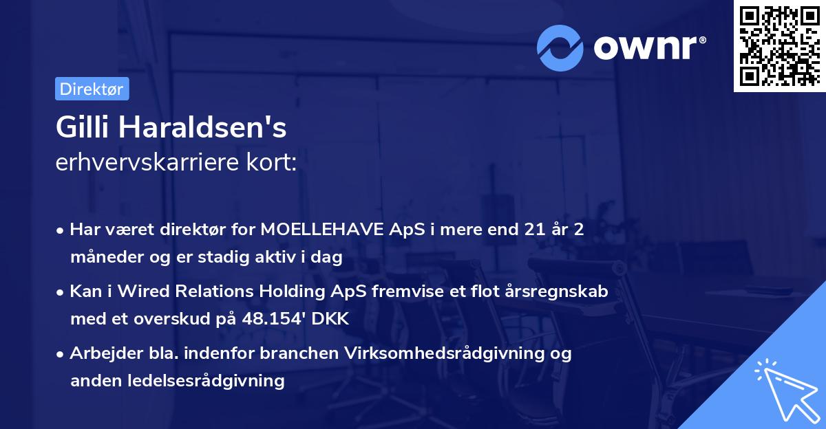 Gilli Haraldsen's erhvervskarriere kort