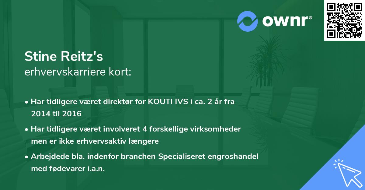Stine Reitz's erhvervskarriere kort