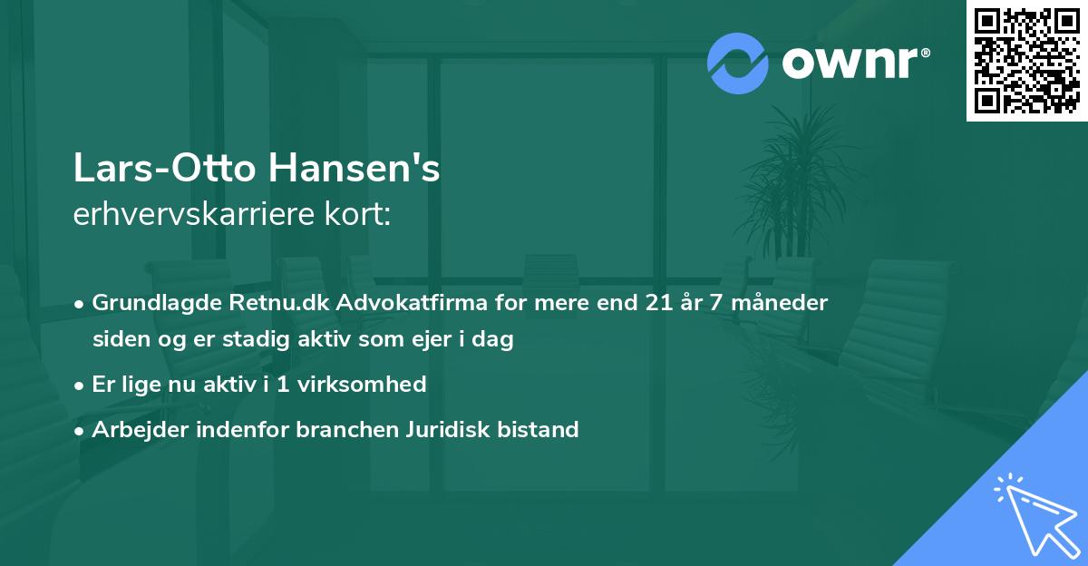 Lars-Otto Hansen's erhvervskarriere kort