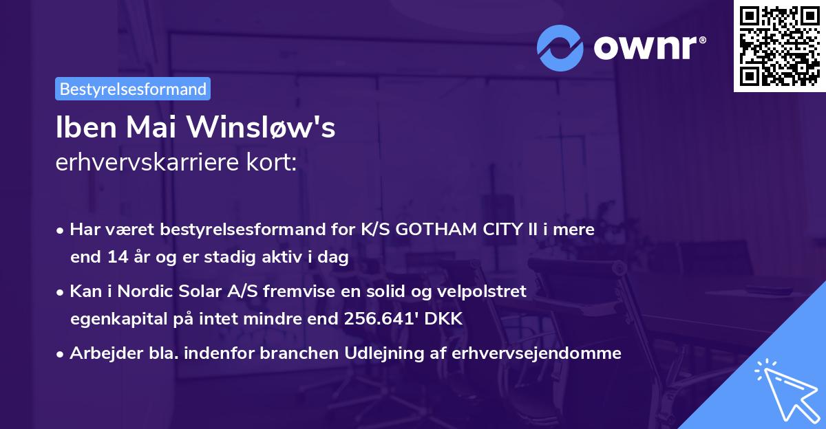 Iben Mai Winsløw's erhvervskarriere kort
