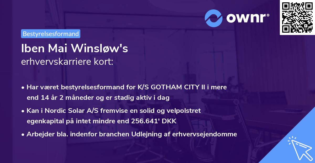 Iben Mai Winsløw's erhvervskarriere kort