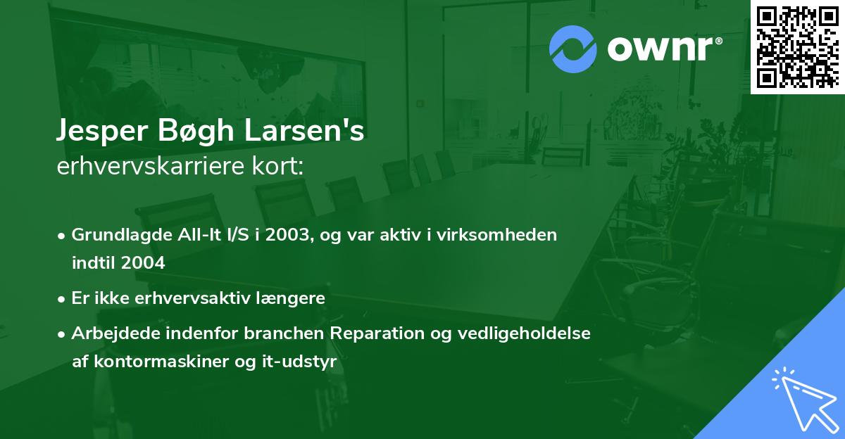 Jesper Bøgh Larsen's erhvervskarriere kort