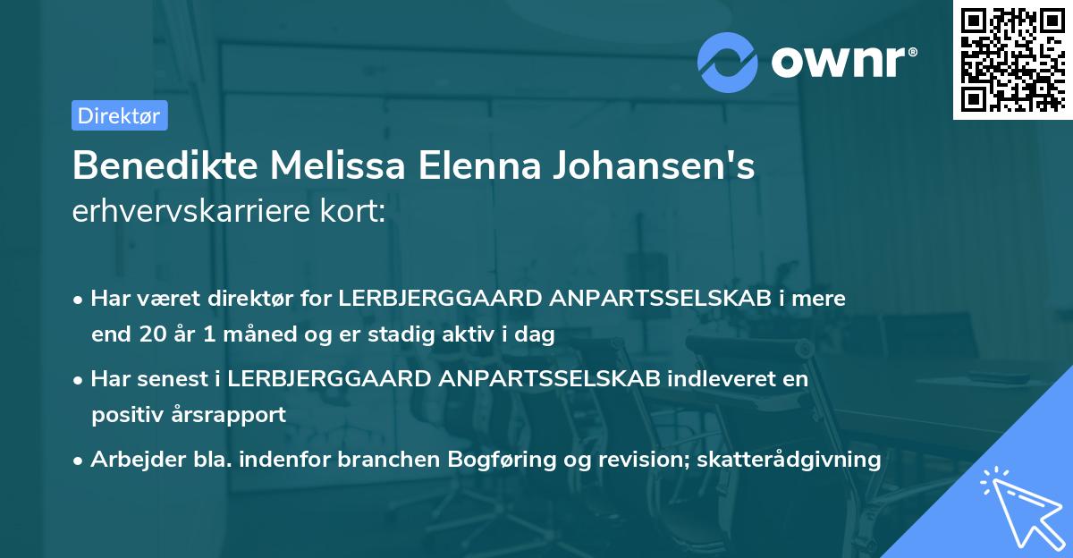 Benedikte Melissa Elenna Johansen's erhvervskarriere kort