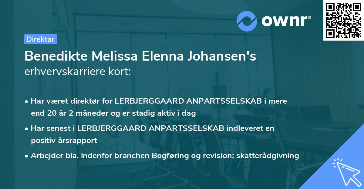 Benedikte Melissa Elenna Johansen's erhvervskarriere kort
