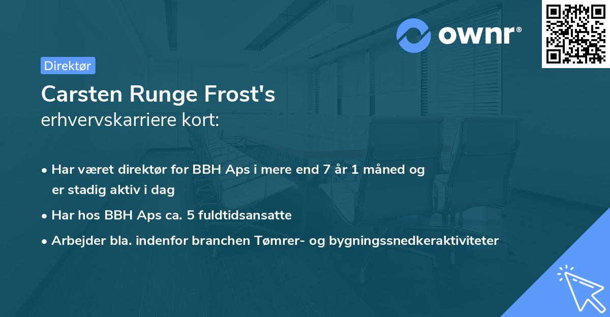 Carsten Runge Frost's erhvervskarriere kort