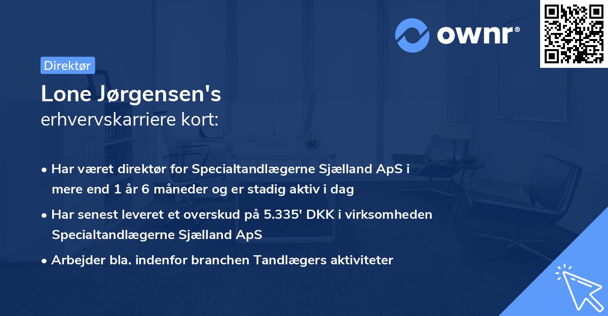 Lone Jørgensen's erhvervskarriere kort