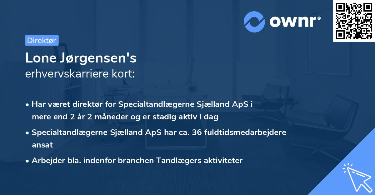Lone Jørgensen's erhvervskarriere kort