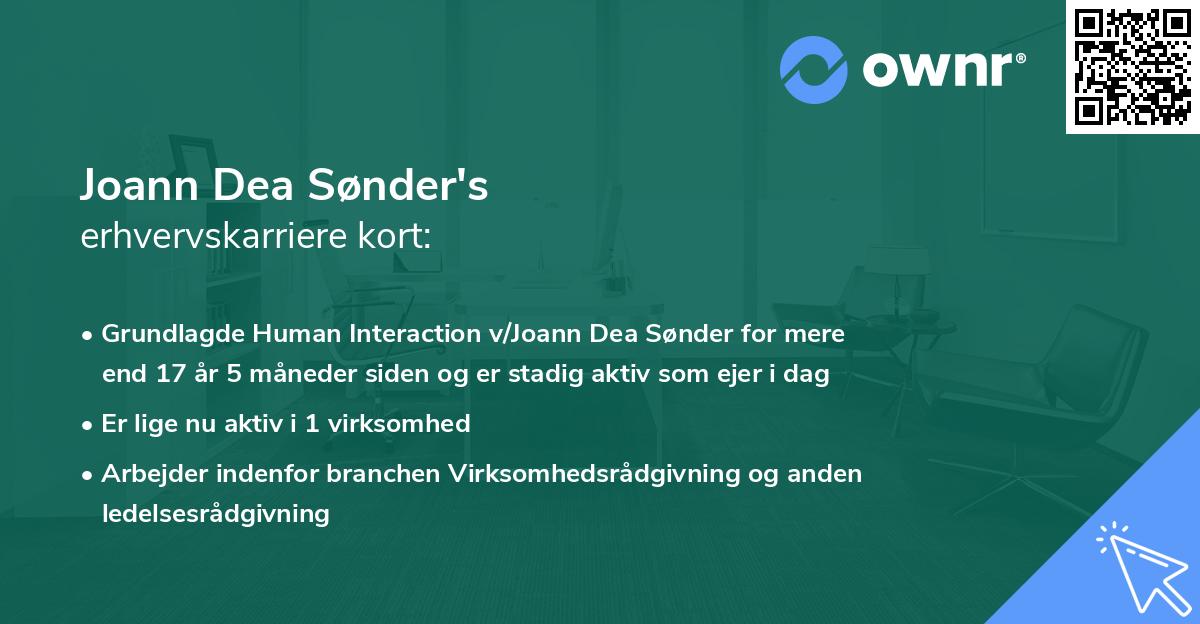 Joann Dea Sønder's erhvervskarriere kort