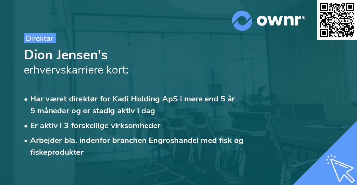 Dion Jensen's erhvervskarriere kort