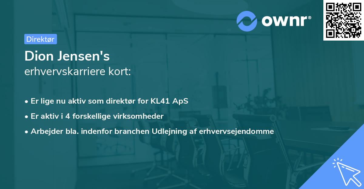 Dion Jensen's erhvervskarriere kort