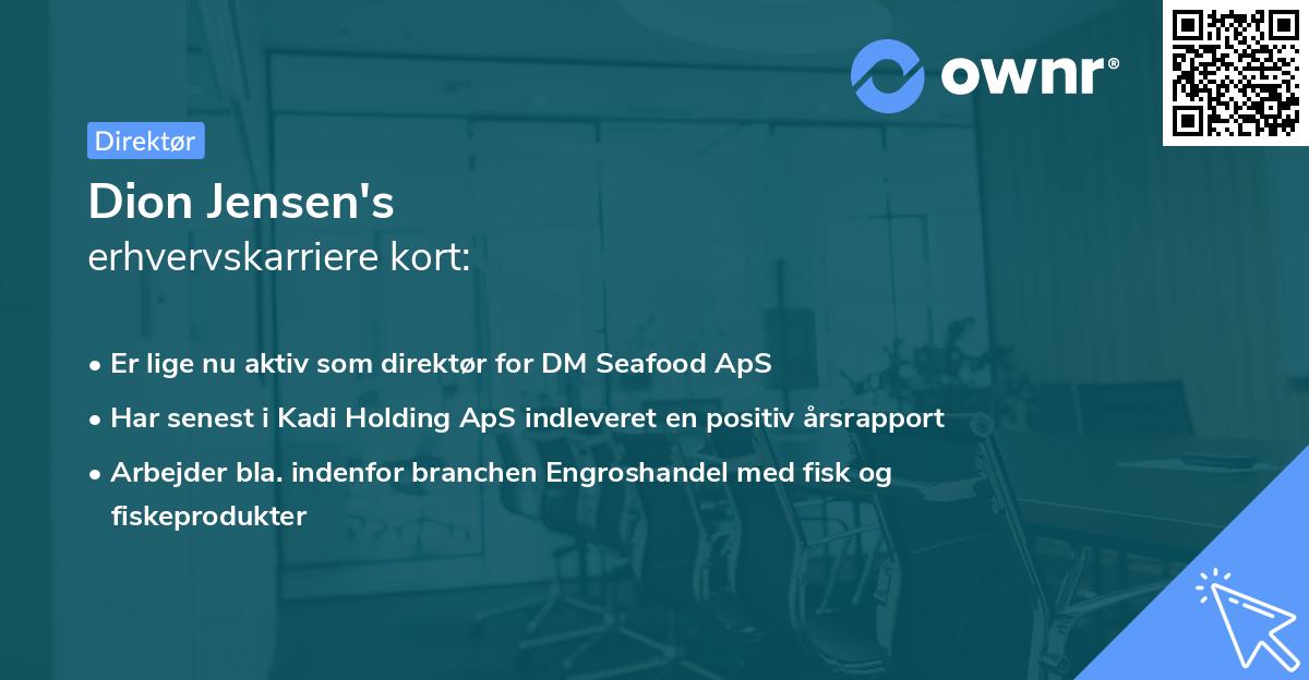 Dion Jensen's erhvervskarriere kort