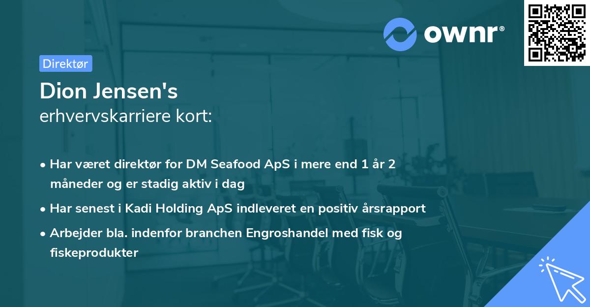 Dion Jensen's erhvervskarriere kort