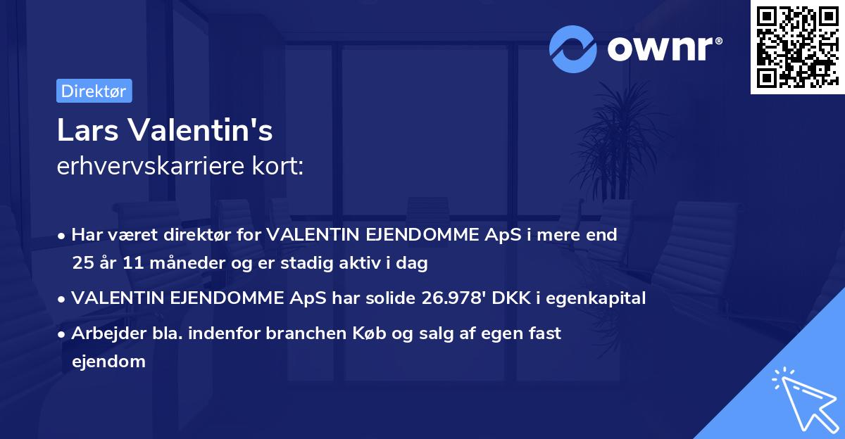 Lars Valentin's erhvervskarriere kort