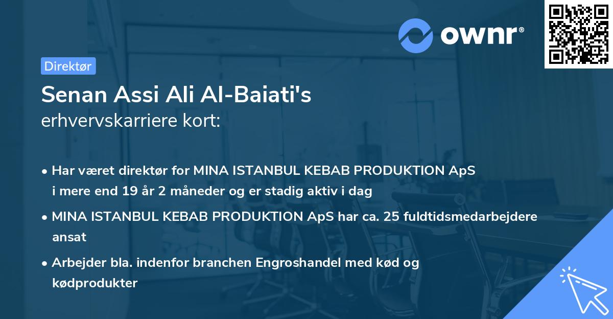 Senan Assi Ali Al-Baiati's erhvervskarriere kort