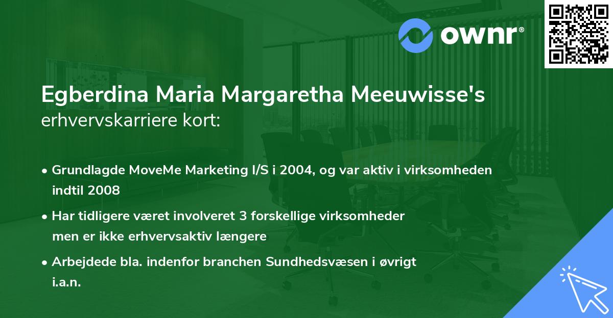 Egberdina Maria Margaretha Meeuwisse's erhvervskarriere kort
