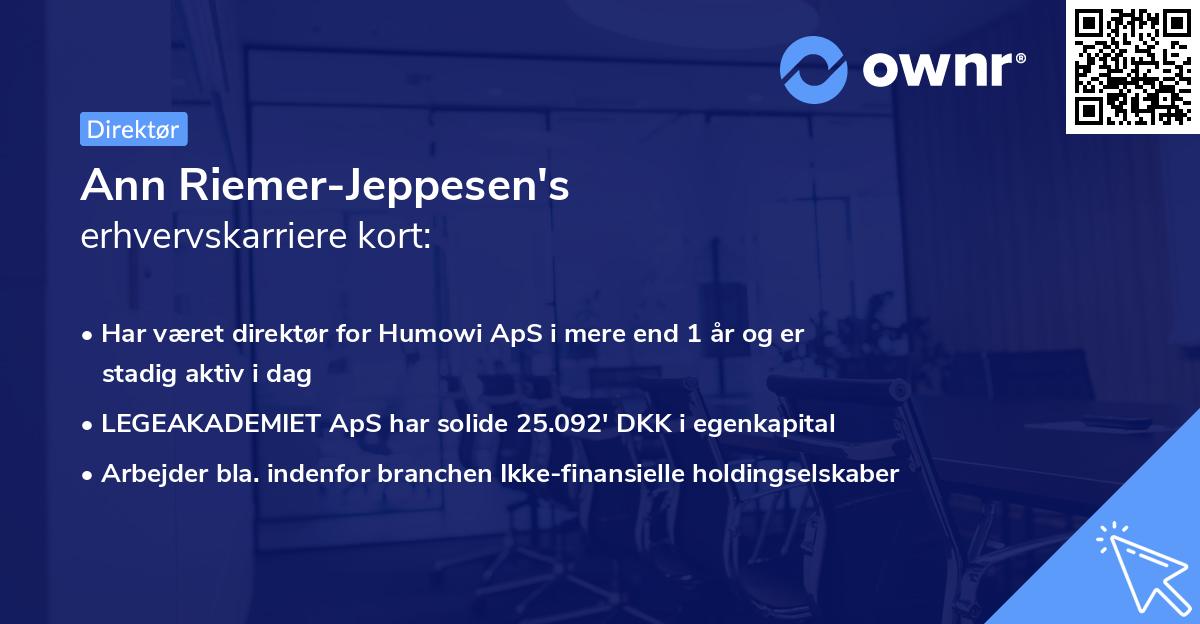 Ann Riemer-Jeppesen's erhvervskarriere kort