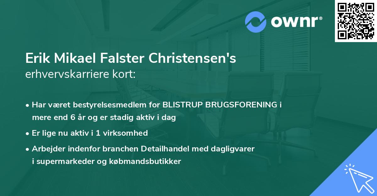 Erik Mikael Falster Christensen's erhvervskarriere kort