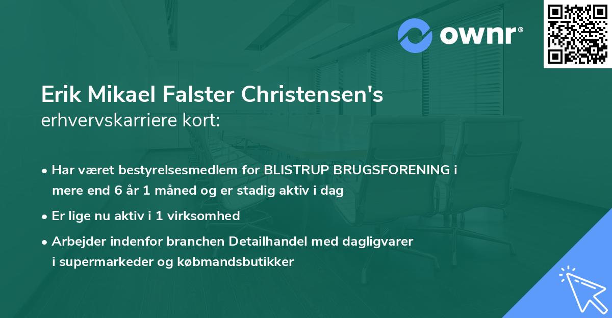 Erik Mikael Falster Christensen's erhvervskarriere kort