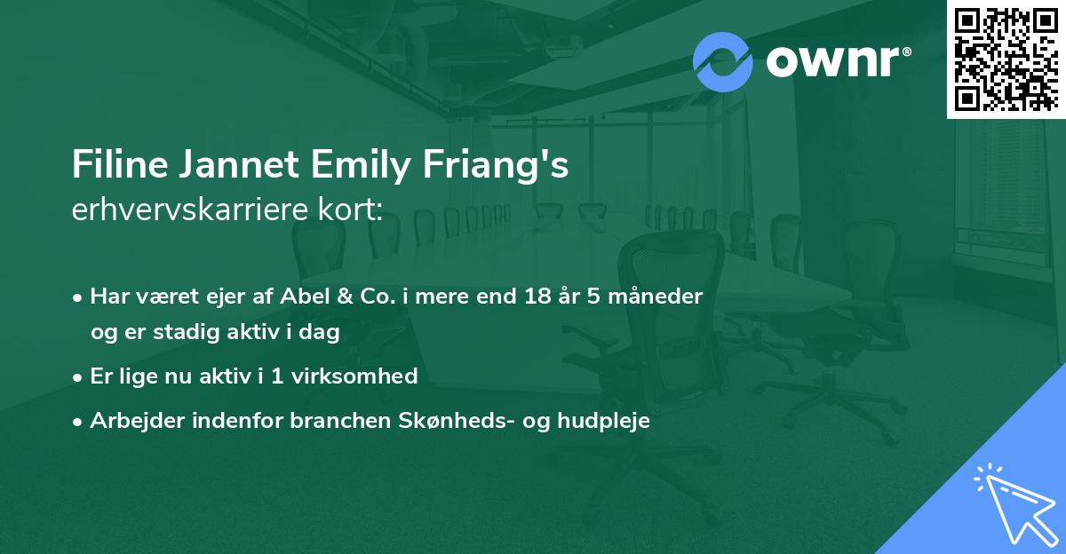 Filine Jannet Emily Friang's erhvervskarriere kort