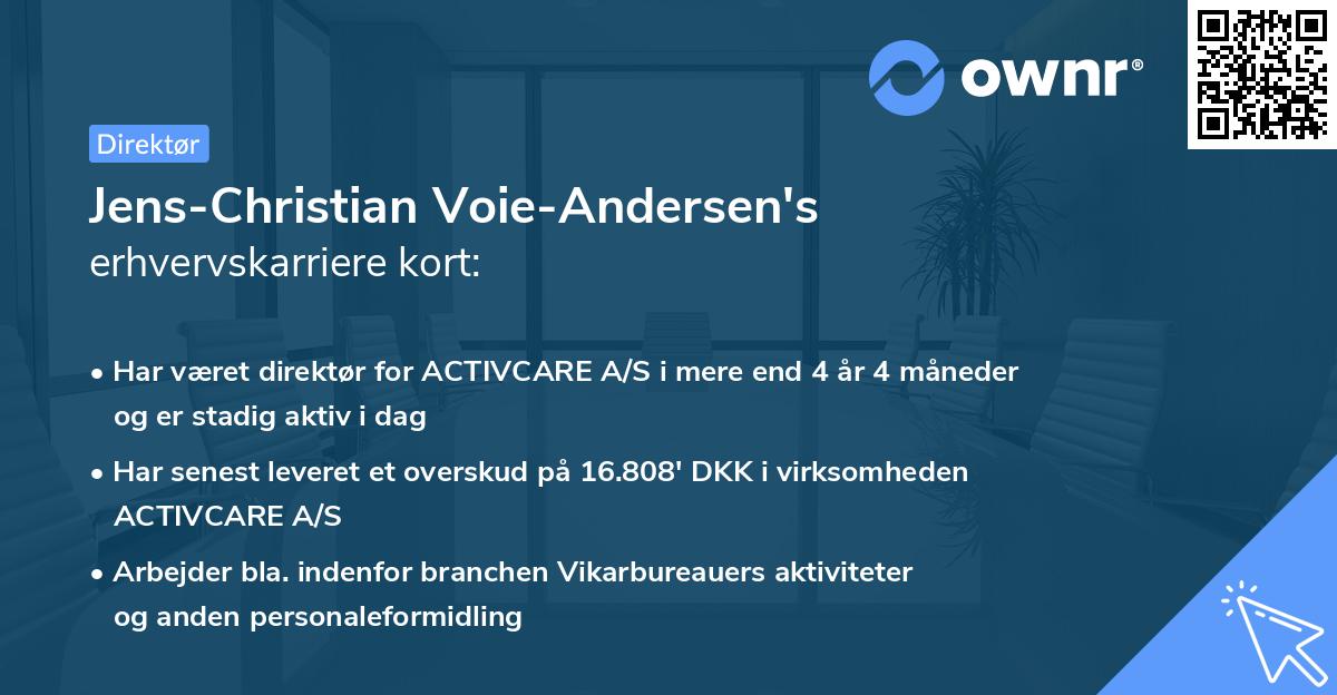Jens-Christian Voie-Andersen's erhvervskarriere kort
