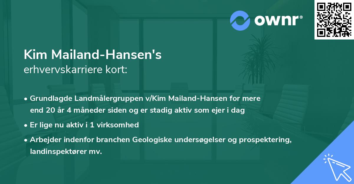 Kim Mailand-Hansen's erhvervskarriere kort