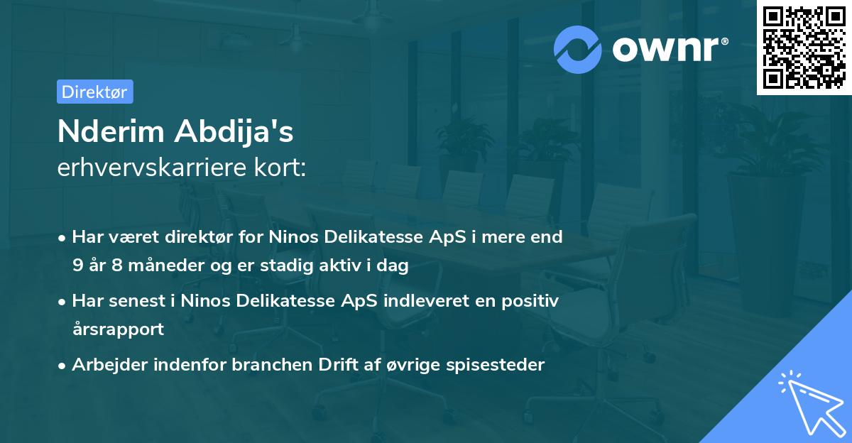 Nderim Abdija's erhvervskarriere kort