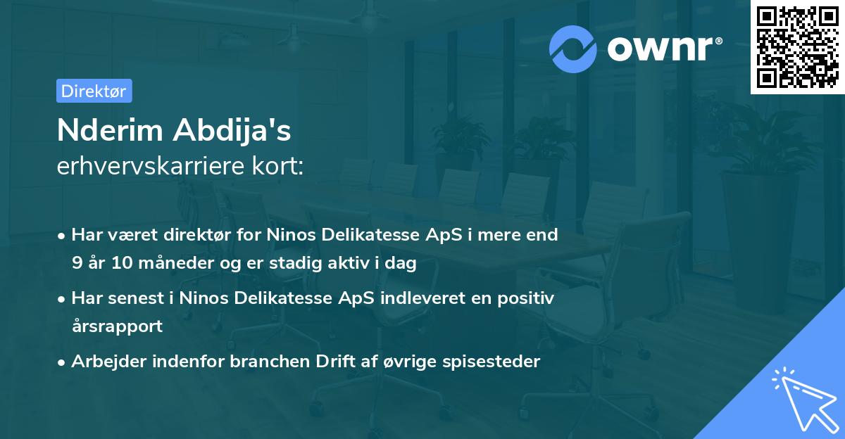 Nderim Abdija's erhvervskarriere kort