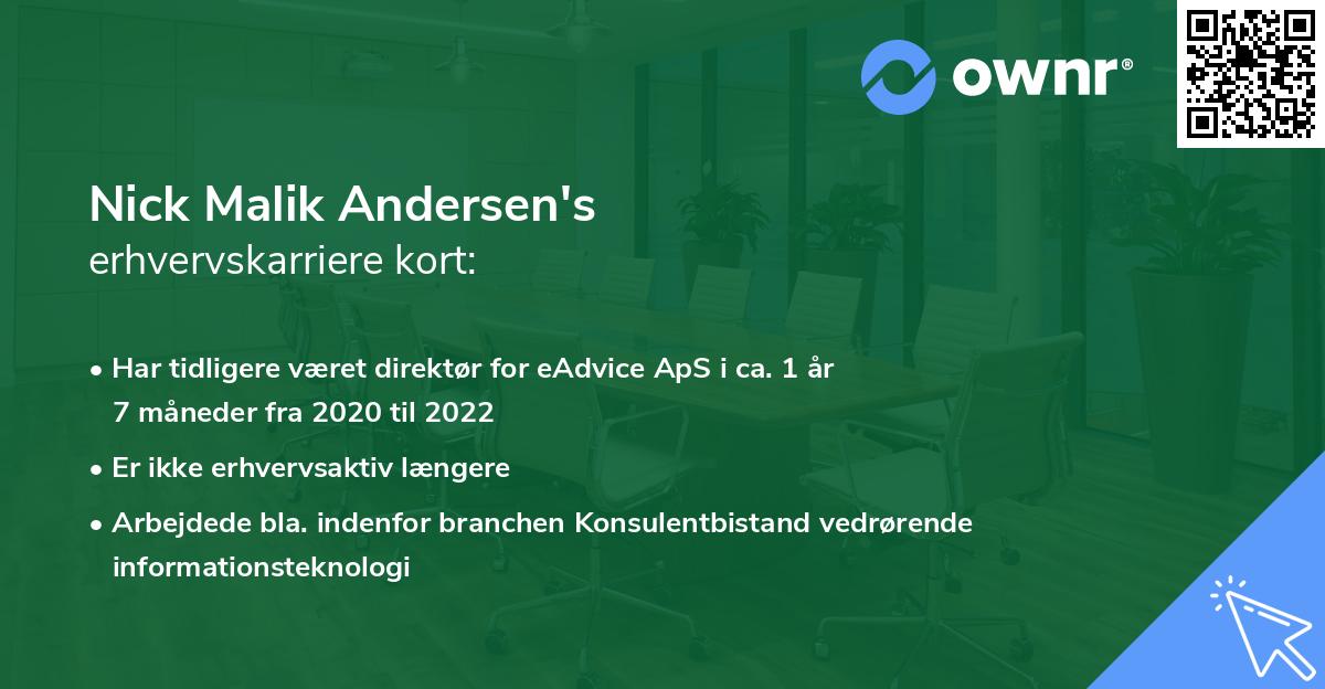 Nick Malik Andersen's erhvervskarriere kort