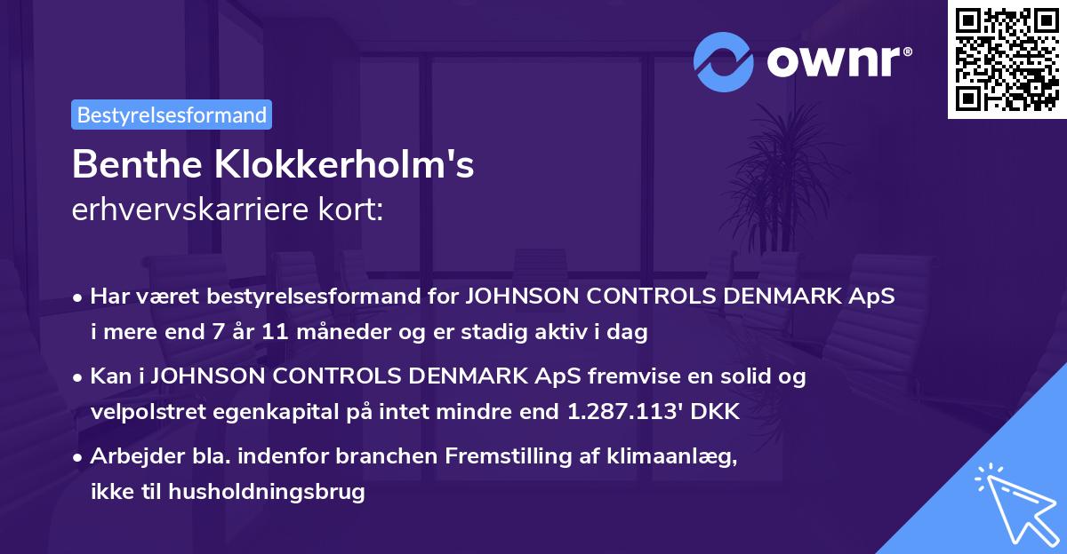 Benthe Klokkerholm's erhvervskarriere kort