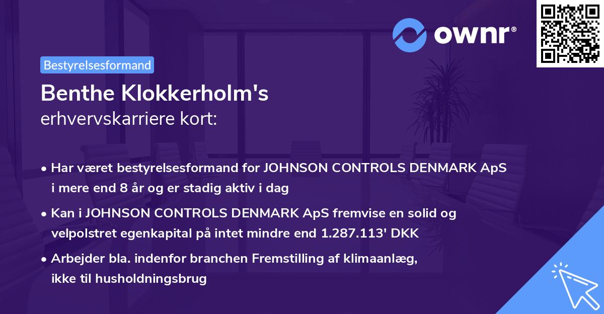 Benthe Klokkerholm's erhvervskarriere kort