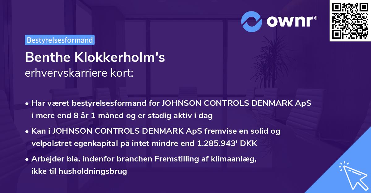 Benthe Klokkerholm's erhvervskarriere kort