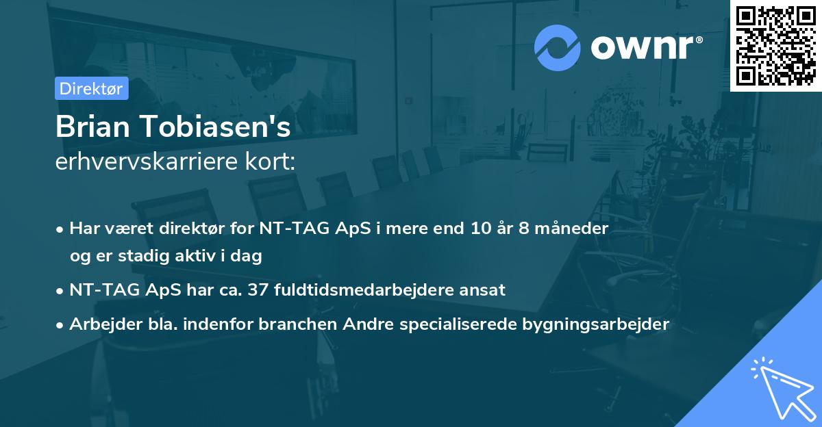Brian Tobiasen's erhvervskarriere kort
