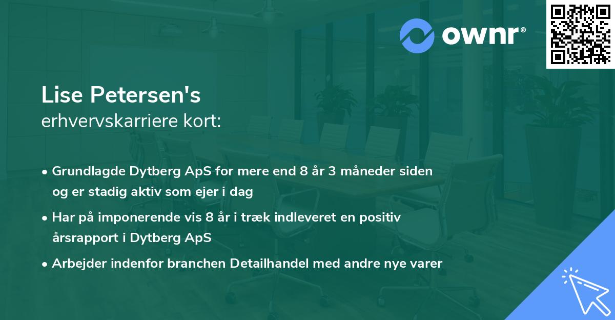 Lise Petersen's erhvervskarriere kort